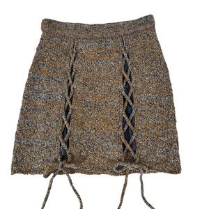 Rachel Comey Marbled Knit Wool Alpaca Lace Up Biker Sexy Mini Skirt Small NEW